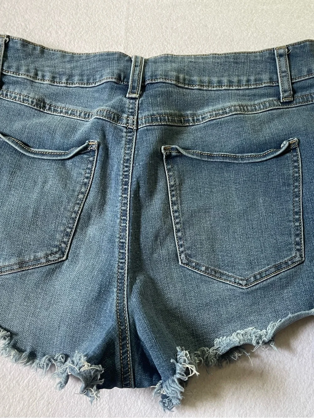 Rewash Raw Hem Distressed Denim Shorts - Blue